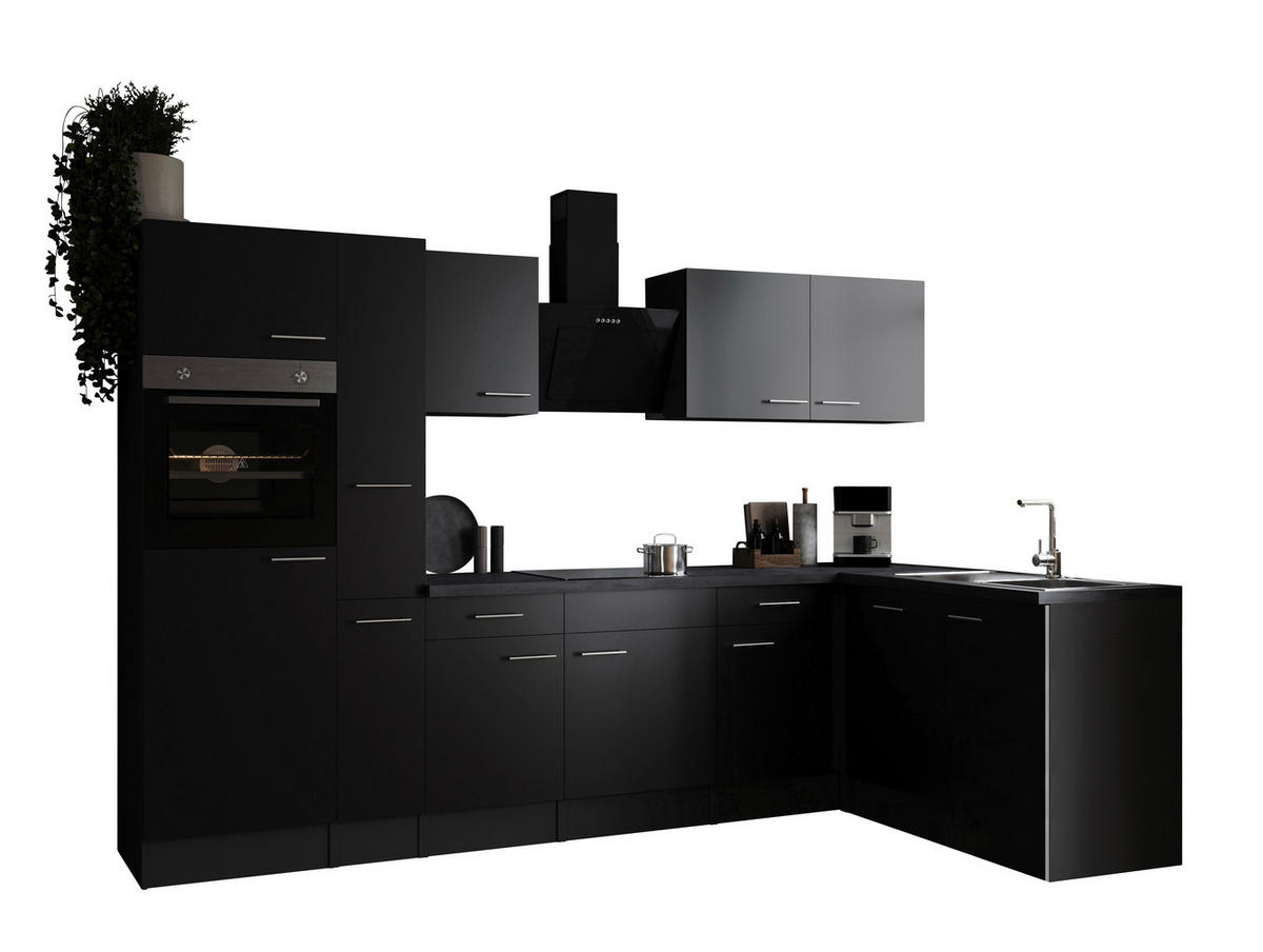 ECKKÜCHE 310/172 cm  in Grau, Schwarz  - Silberfarben/Schwarz, Design, Holzwerkstoff/Metall (310/172cm) - Respekta