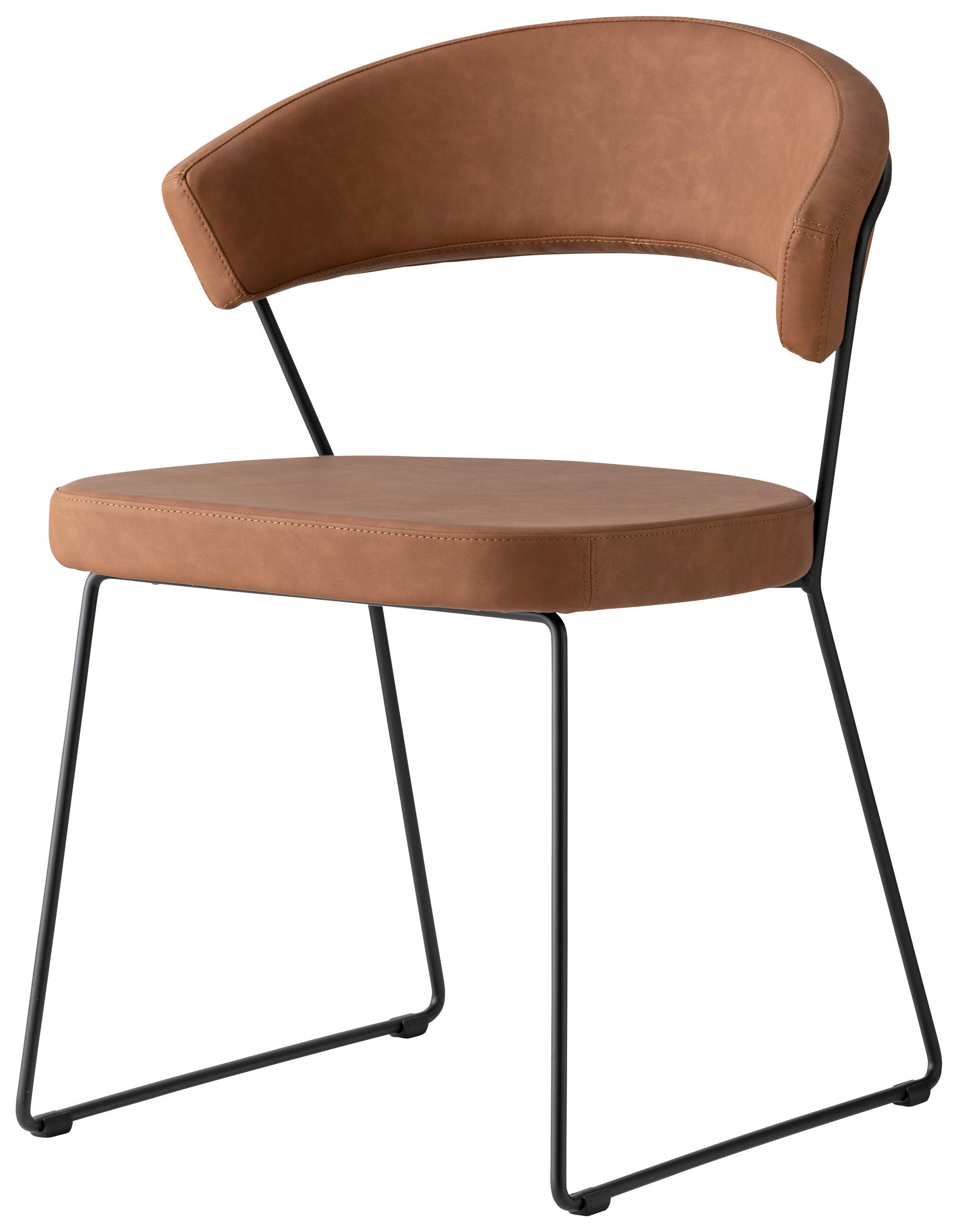 STUHL - Cognac/Schwarz, Design, Textil/Metall (57/75,5/52cm) - Connubia 