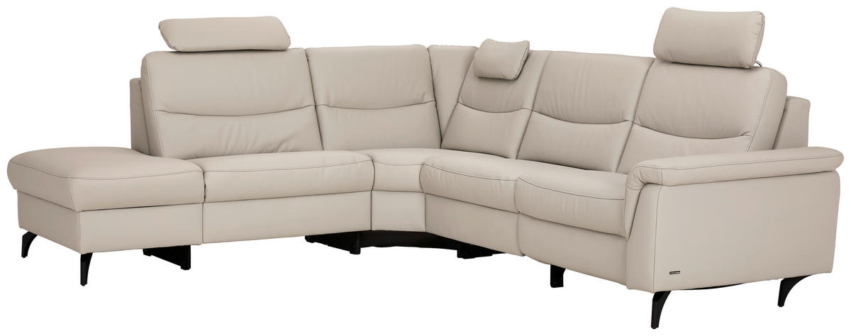 ECKSOFA in Echtleder Hellgrau  - Anthrazit/Hellgrau, Design, Leder/Metall (249/280cm) - Himolla Komfortklass