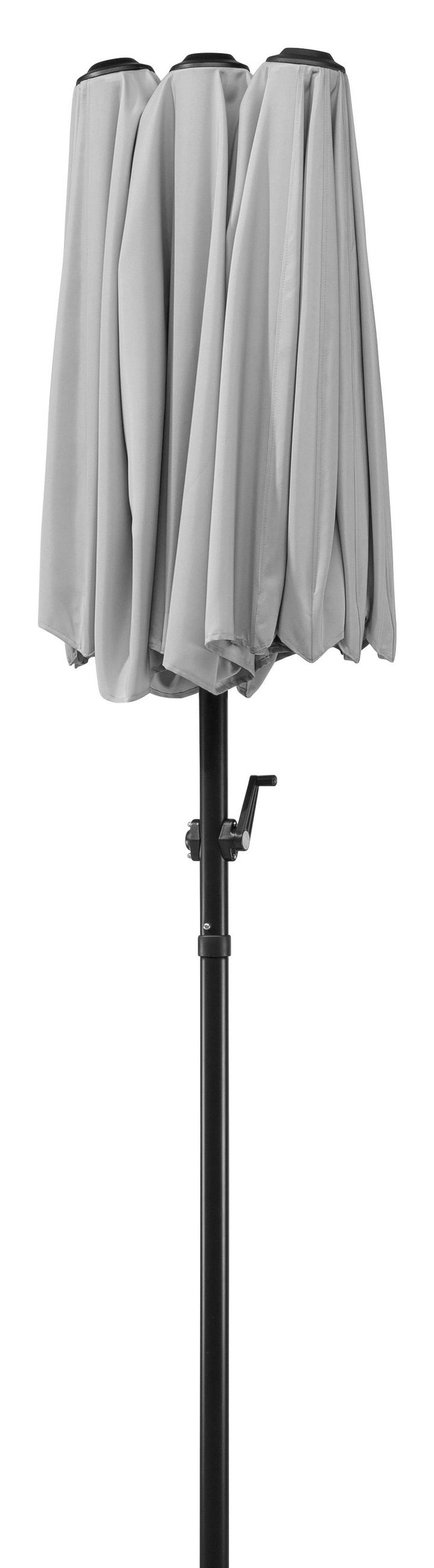 DOPPELSONNENSCHIRM 300 cm Hellgrau  - Anthrazit/Hellgrau, Basics, Textil/Metall (300/220/150cm) - Schneider