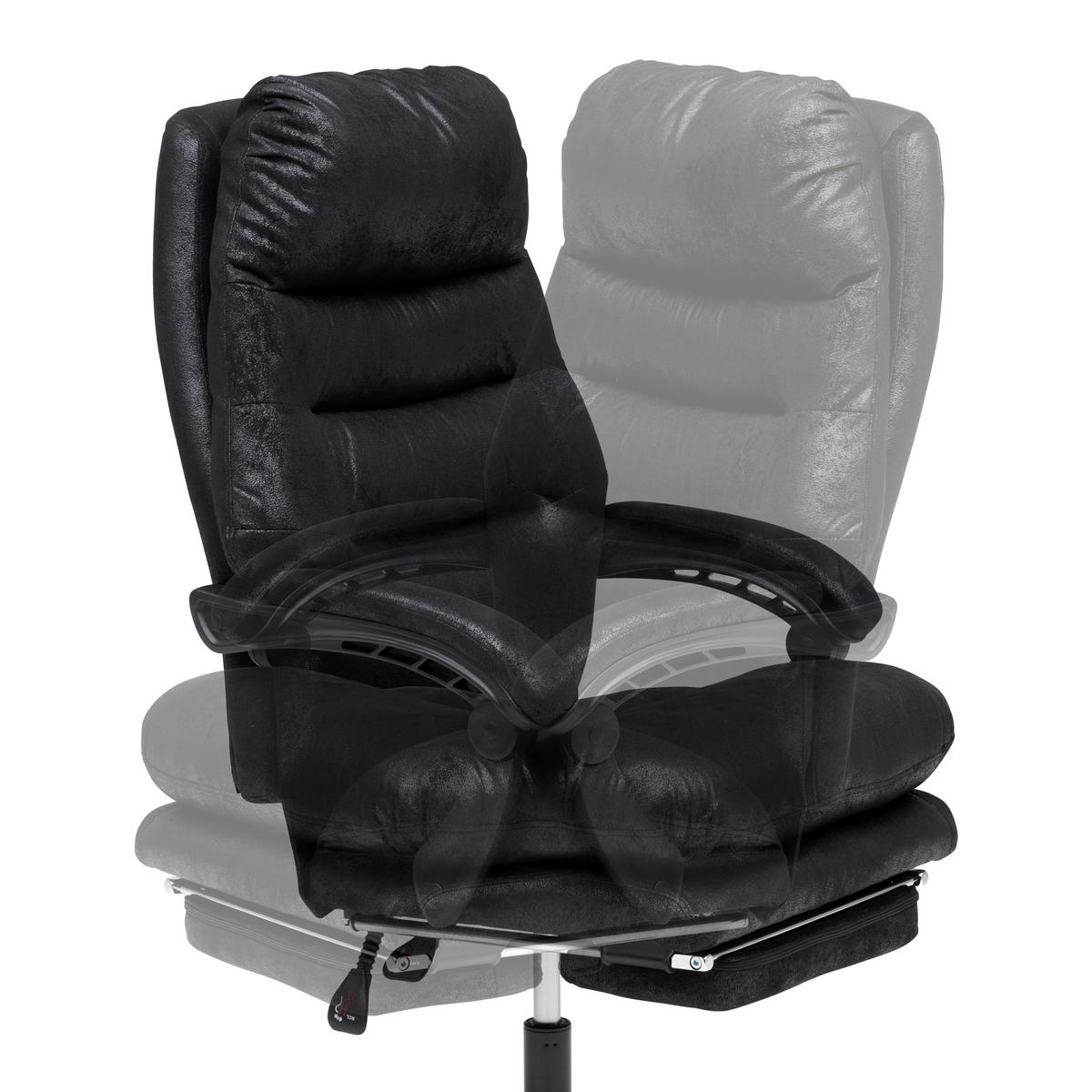 CHEFSESSEL Mikrofaser Schwarz  - Schwarz, Modern, Kunststoff/Textil (64/114/122/72cm) - MID.YOU