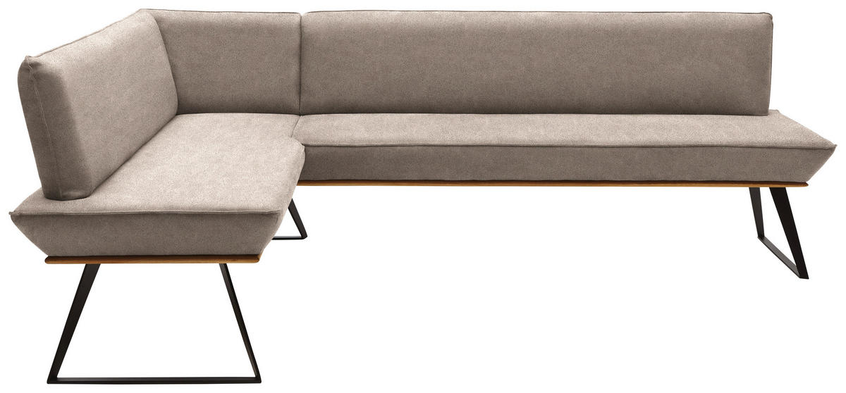 ECKBANK in Holz, Metall, Textil Schwarz, Eichefarben, Hellbraun  - Hellbraun/Eichefarben, Design, Holz/Textil (163/243cm) - Voleo