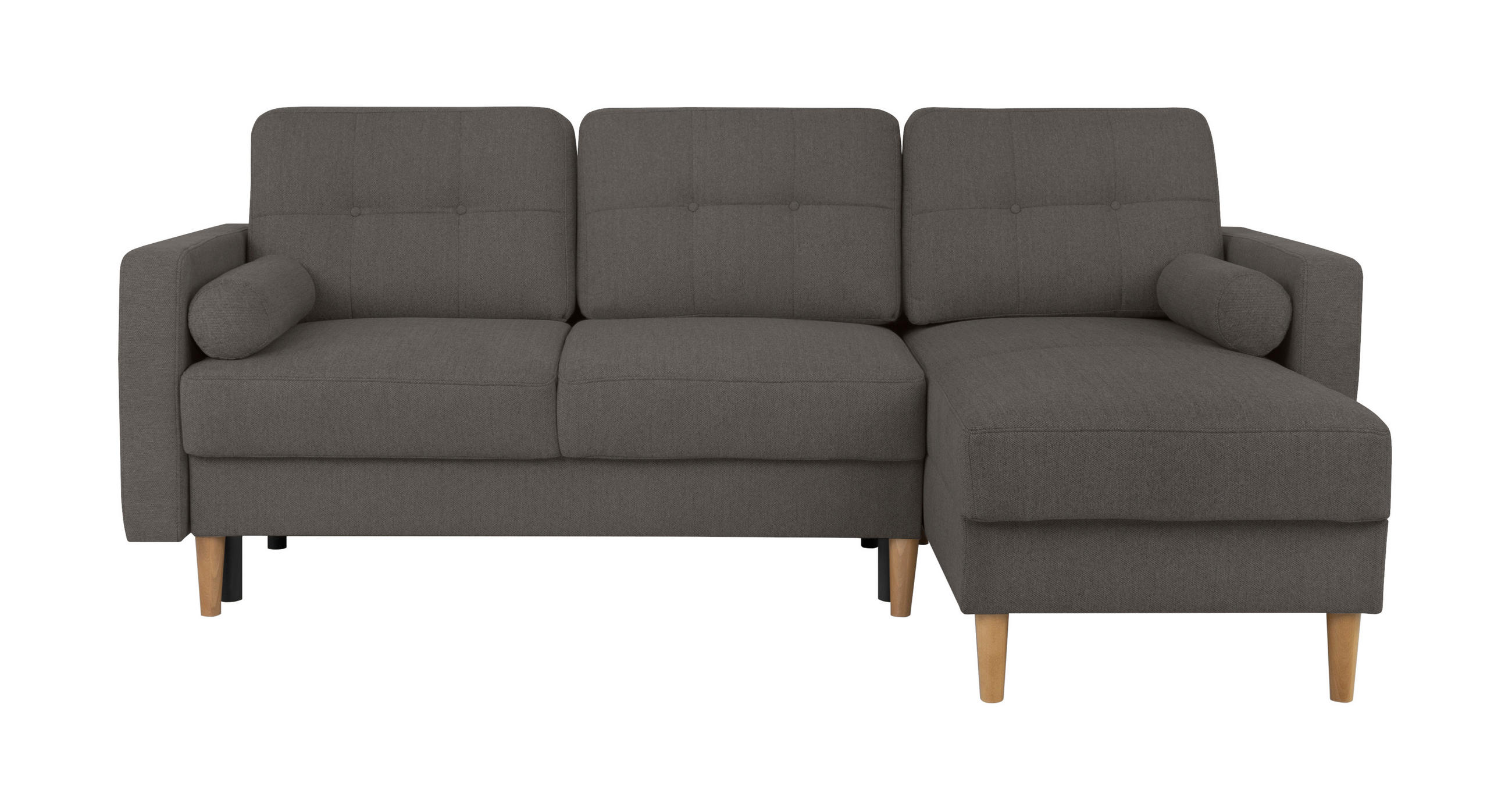 ECKSOFA in Grau - Buchefarben/Grau, Design, Holz/Textil (223/157cm) - MID.YOU