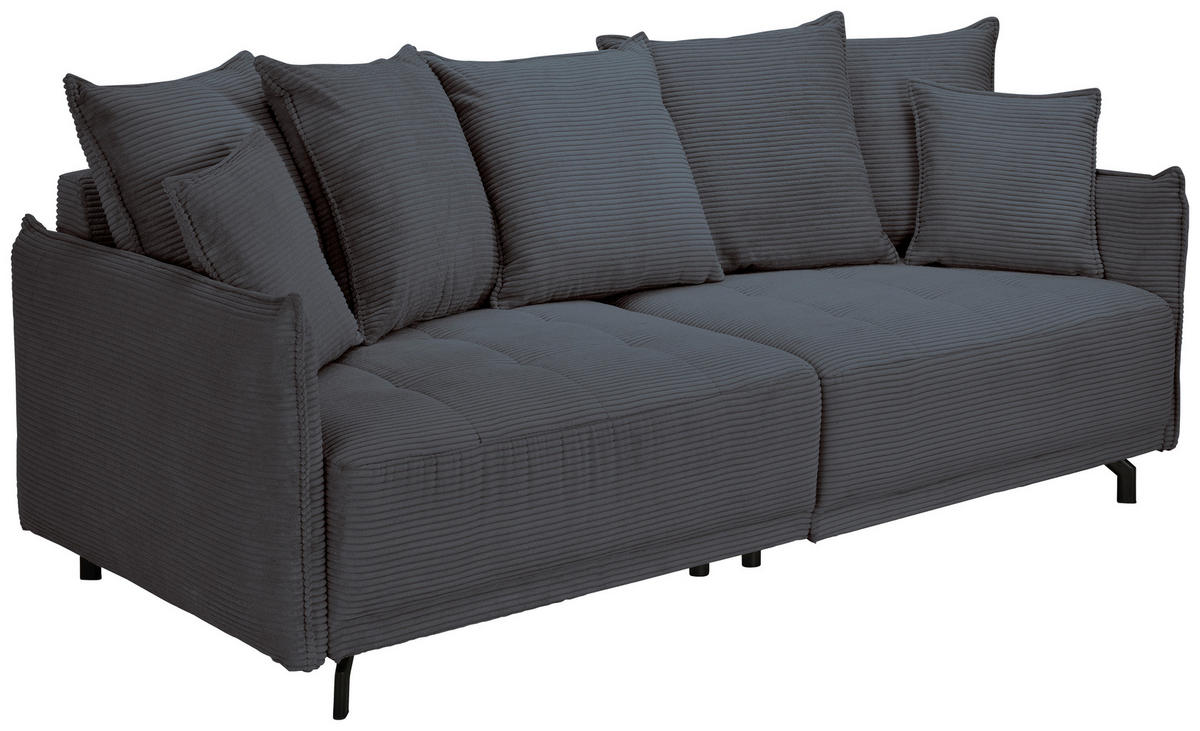 BIGSOFA in Cord Anthrazit  - Anthrazit/Schwarz, Design, Textil/Metall (226/91/103cm) - Carryhome