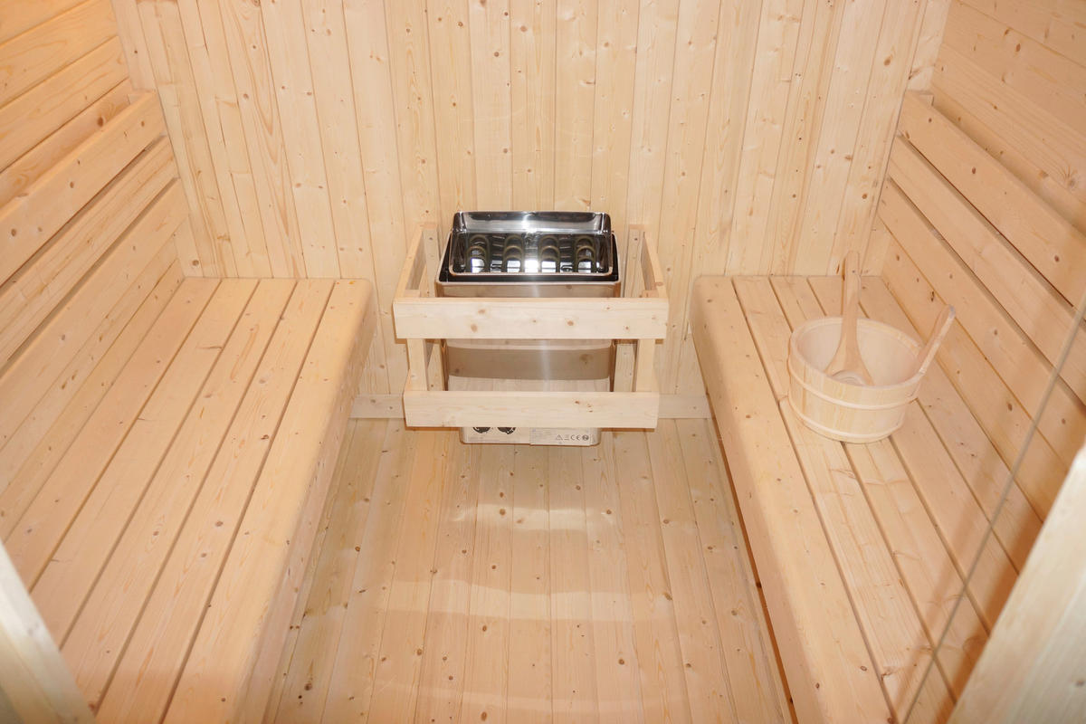 SAUNA für 4 Personen Göteborg  - Naturfarben, KONVENTIONELL, Glas/Holz (220/194/188,2cm)