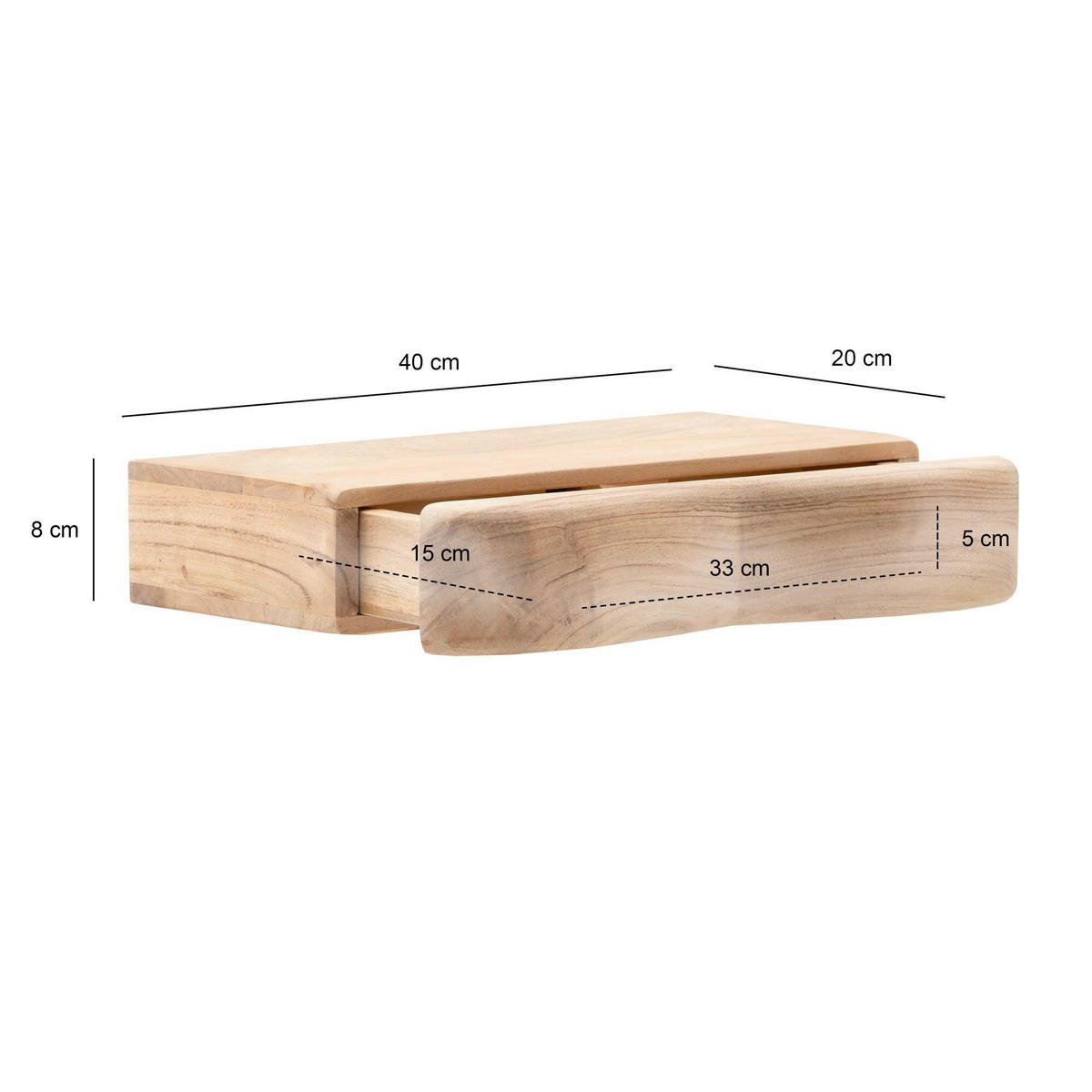 NACHTTISCH 40/8/20 cm Akazie massiv  - Akaziefarben, Design, Holz (40/8/20cm) - Livetastic