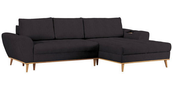 ECKSOFA in Webstoff Schwarz  - Eichefarben/Schwarz, Design, Holz/Textil (282/175cm) - Carryhome