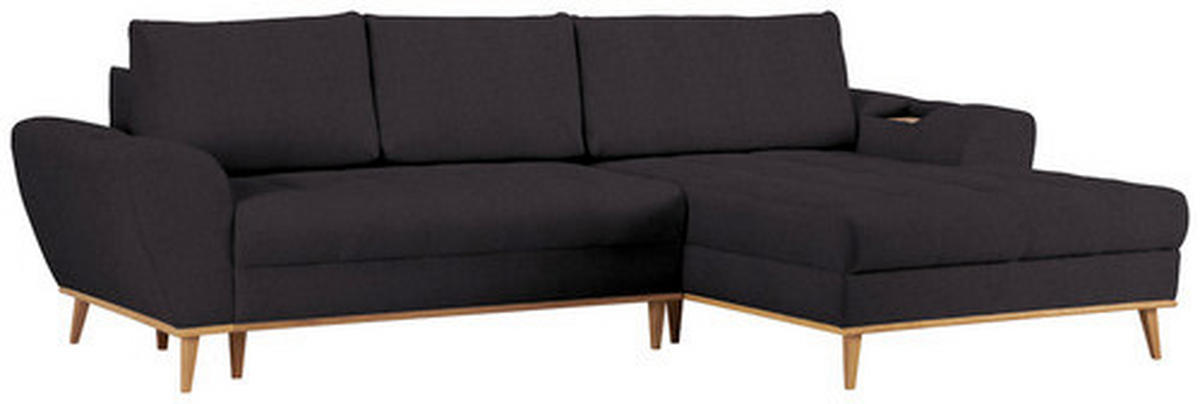 ECKSOFA in Webstoff Schwarz  - Eichefarben/Schwarz, Design, Holz/Textil (282/175cm) - Carryhome