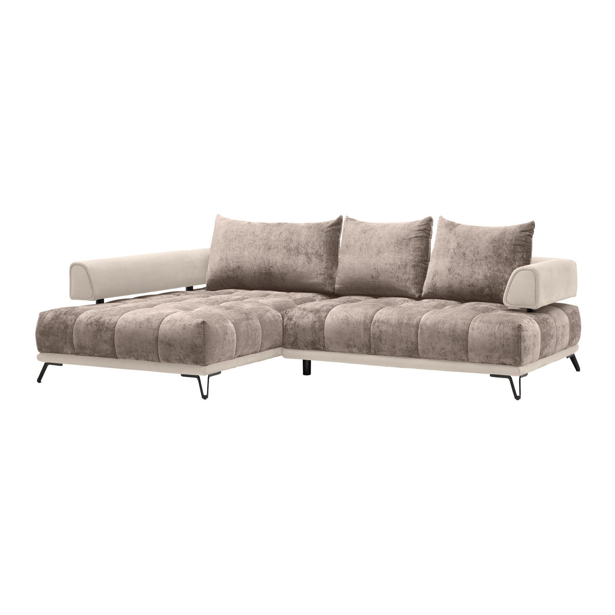 HÖRNSOFFA i cappuccino  - cappuccino/svart, Modern, metall/textil (184/262cm) - MID.YOU