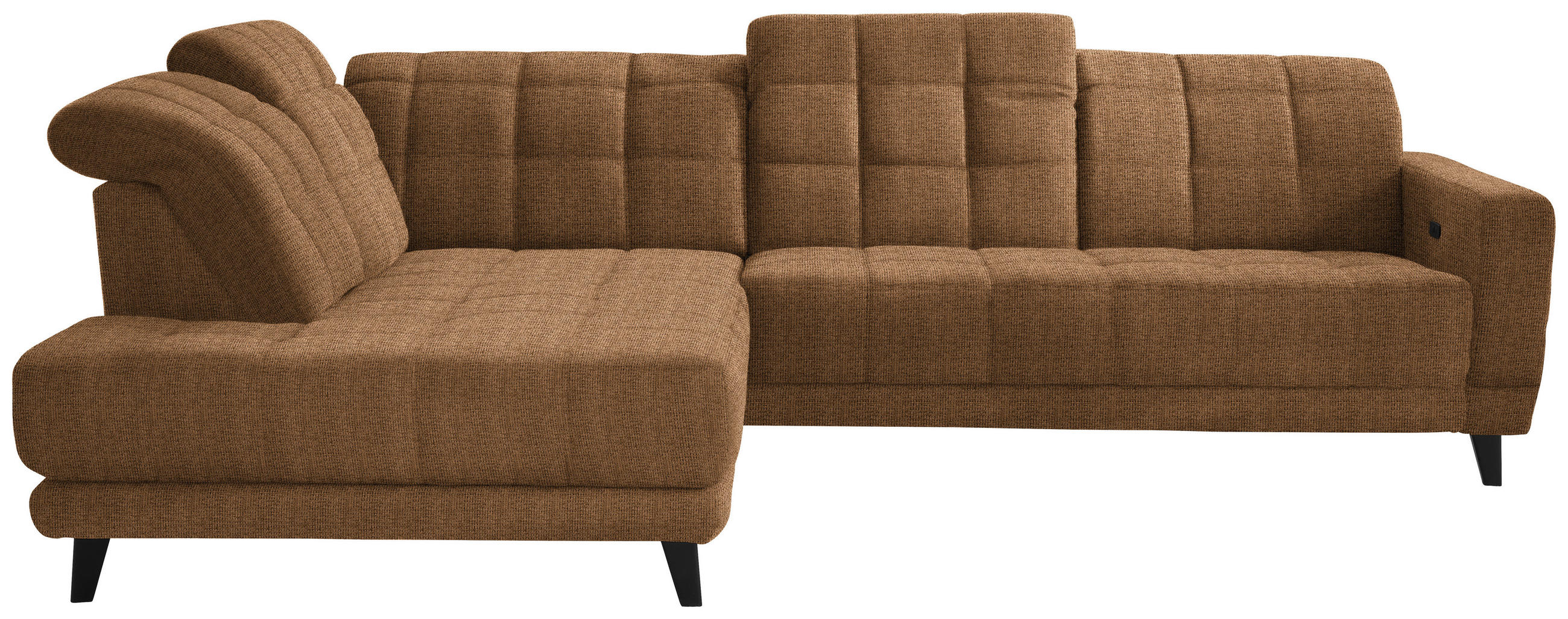 ECKSOFA in Webstoff Braun  216/302 cm  - Schwarz/Braun, Design, Holz/Textil (216/302cm) - Xora