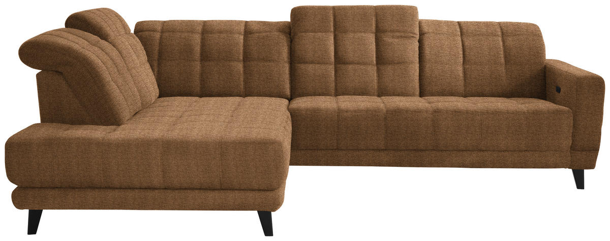 CANAPÉ D'ANGLE in tissu tissé marron  - noir/marron, Design, textile/bois (216/302cm) - Xora