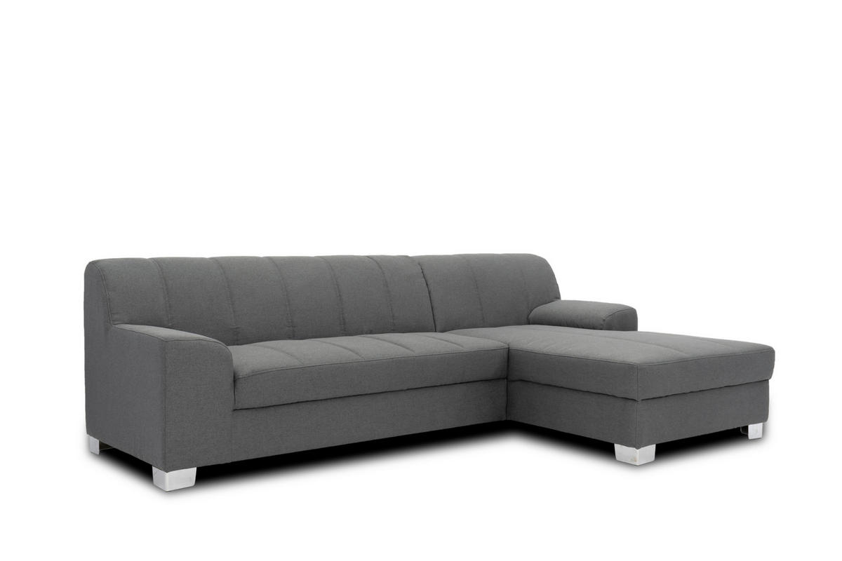 ECKSOFA CAPRI Grau Struktur  - Chromfarben/Grau, KONVENTIONELL, Textil/Metall (239/152cm) - MID.YOU