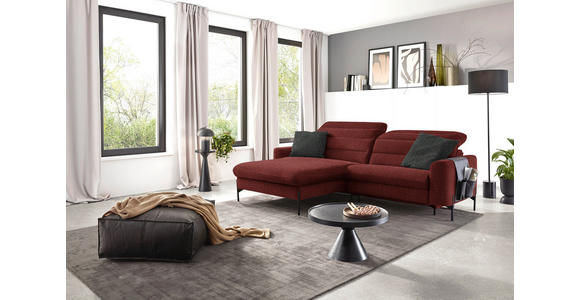 ECKSOFA in Flachgewebe Rot 191/252 cm - Rot/Schwarz, Design, Textil/Metall (191/252cm) - Dieter Knoll