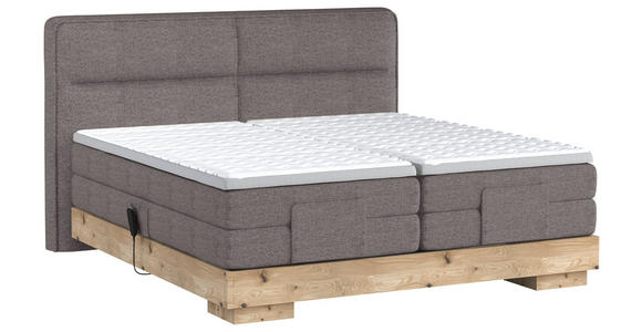 BOXSPRINGBETT 180/200 cm in Eichefarben, Graubraun - Eichefarben/Graubraun, Natur, Holz/Textil (180/200cm) - Valnatura