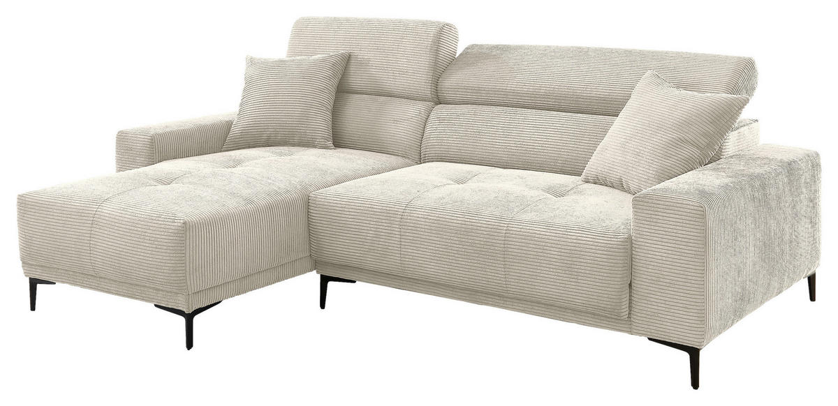 ECKSOFA Cord Beige  - Beige/Schwarz, Basics, Textil/Metall (183/250cm) - Livetastic