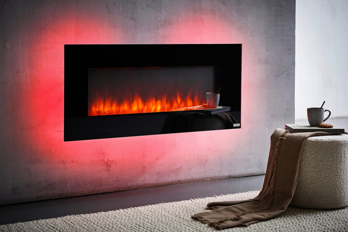 KAMIN ELEKTRIČNI - crna, Design, staklo/metal (107/50,8/12cm) - Xora