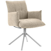 ARMLEHNSTUHL  in Flachgewebe  - Edelstahlfarben/Beige, Design, Textil/Metall (55/85/65cm) - Valnatura