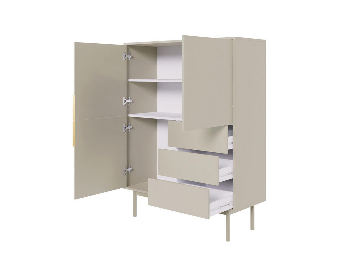HIGHBOARD Viva  in 104/139,5/39 cm  - Kaschmir/Goldfarben, Design, Holzwerkstoff/Metall (104/139,5/39cm) - Xora