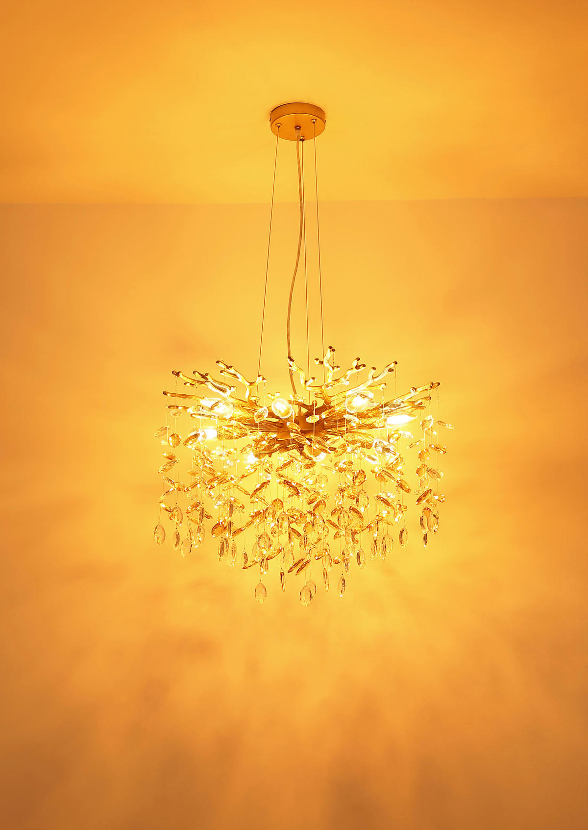 HÄNGELEUCHTE Queena 60/120 cm  - Klar/Goldfarben, Design, Glas/Metall (60/120cm) - Globo