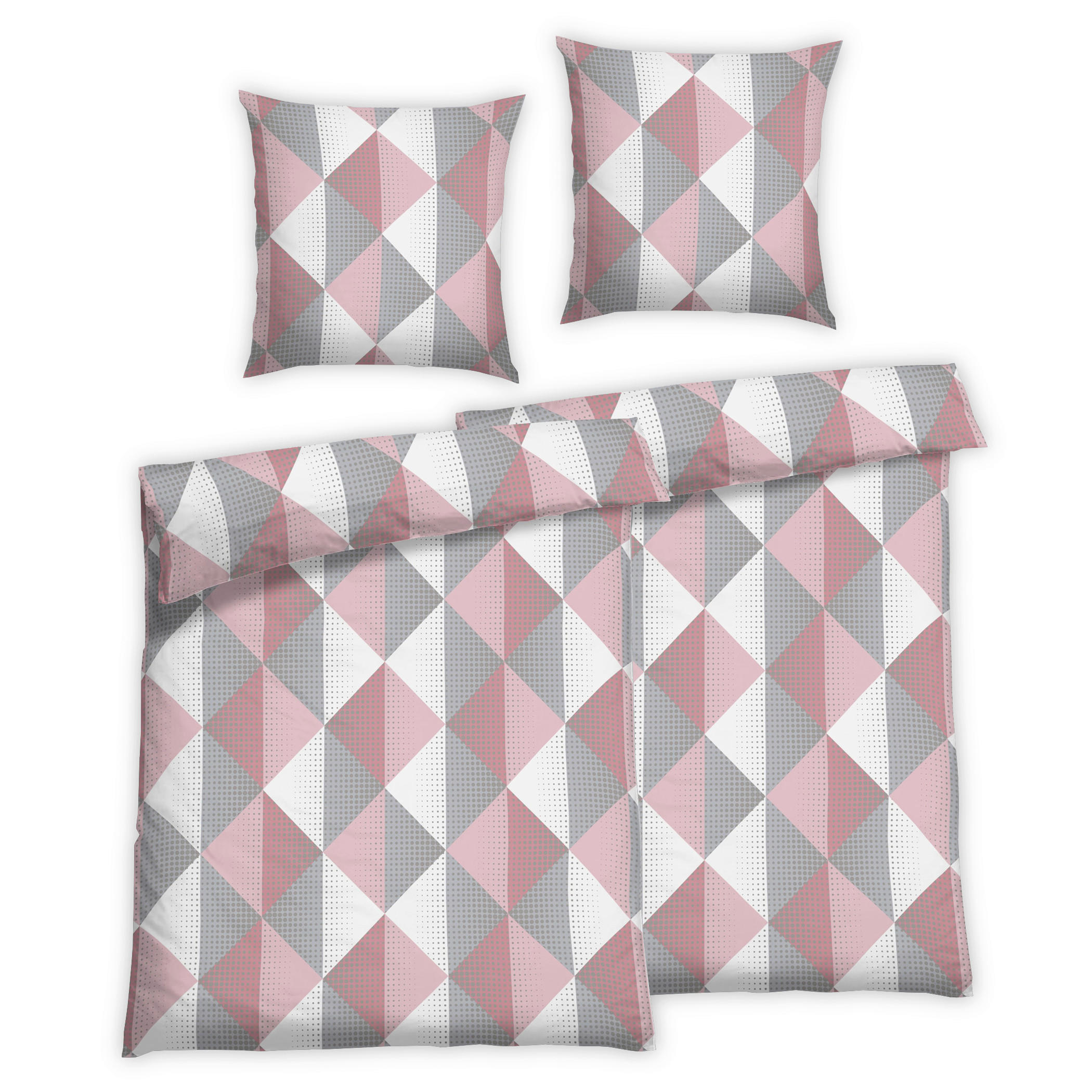 Bettwäsche 2er Set 4-teilig Renforcé 135/200 cm  - Hellgrau, Design, Textil (135/200cm) - Florella