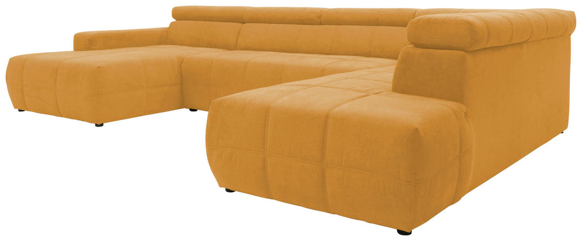 WOHNLANDSCHAFT in Mikrofaser Orange  - Schwarz/Orange, Design, Kunststoff/Textil (175/359/228cm) - MID.YOU