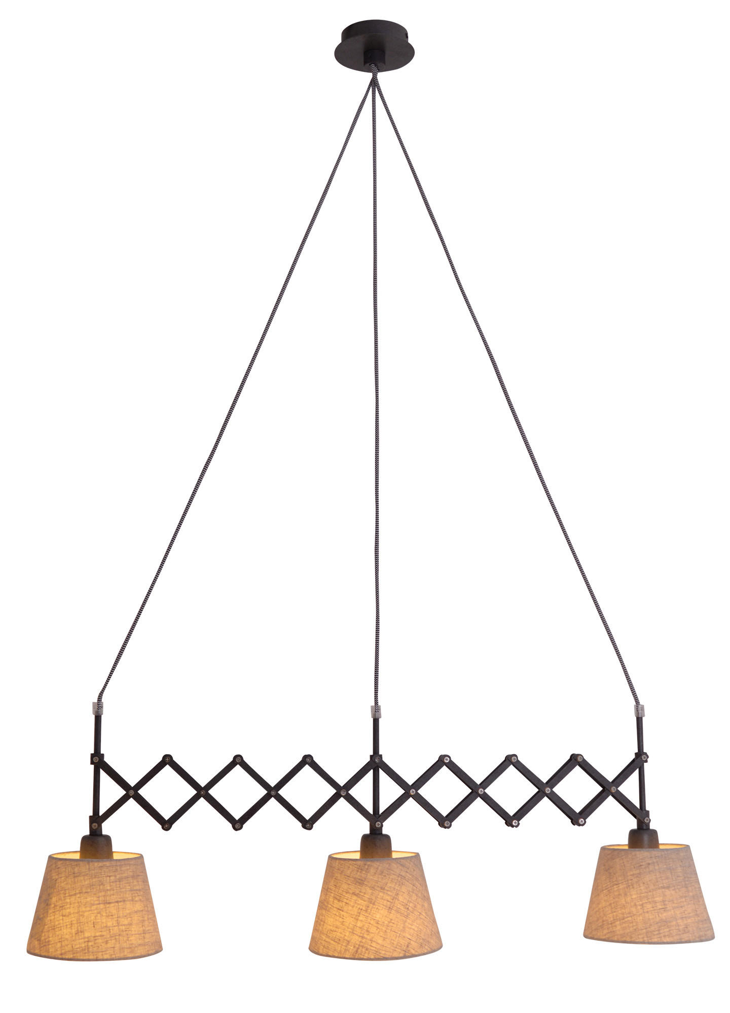 HÄNGELEUCHTE Adrienne 52-86/130 cm   - Beige, Trend, Kunststoff/Textil (52-86/130cm) - Näve