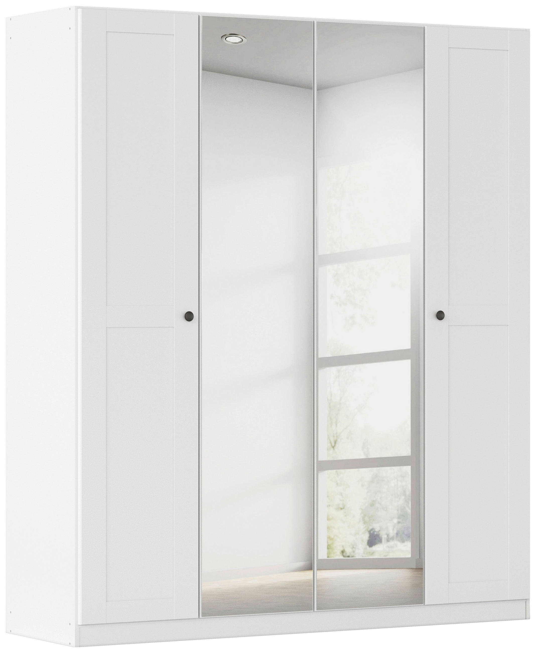 DREHTÜRENSCHRANK 181/210/54 cm,  in Weiß, 4-türig  - Schwarz/Weiß, KONVENTIONELL, Glas/Holzwerkstoff (181/210/54cm) - home24