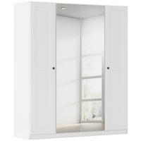 DREHTÜRENSCHRANK 181/210/54 cm,  in Weiß, 4-türig  - Schwarz/Weiß, KONVENTIONELL, Glas/Holzwerkstoff (181/210/54cm) - home24