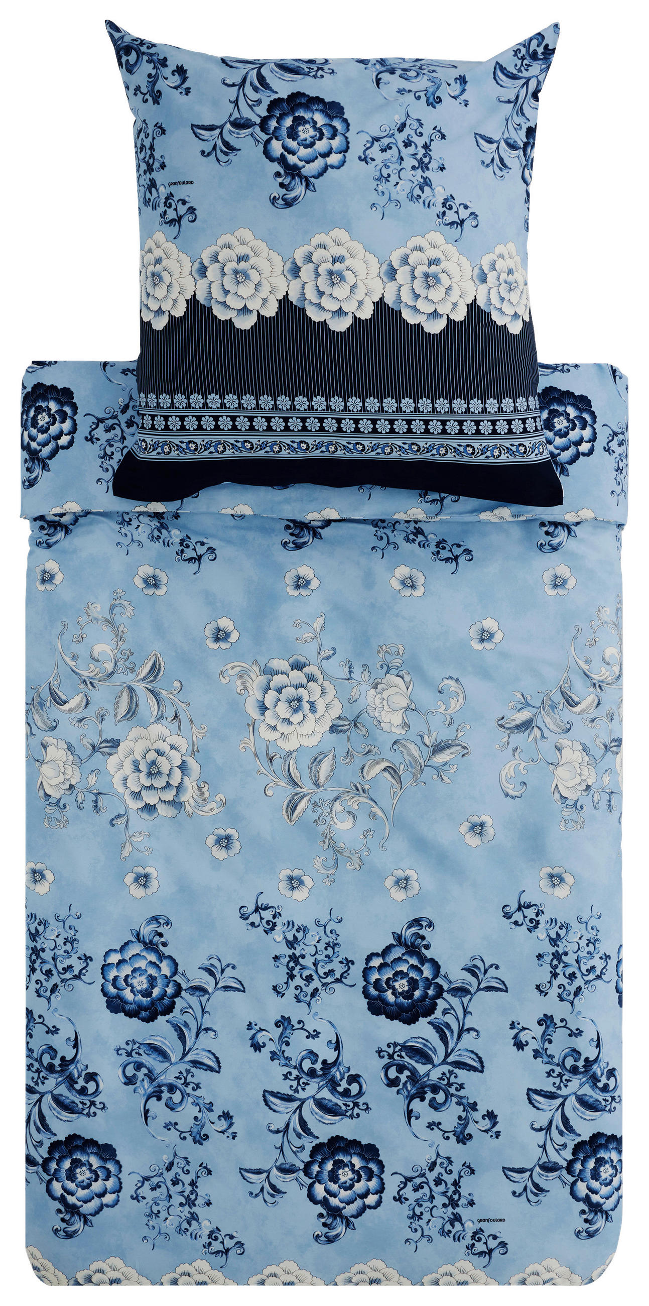 BETTWÄSCHESET Paraggi Satin 160/210 cm  65 cm/100 cm  - Blau, Design, Textil (160/210cm) - Bassetti