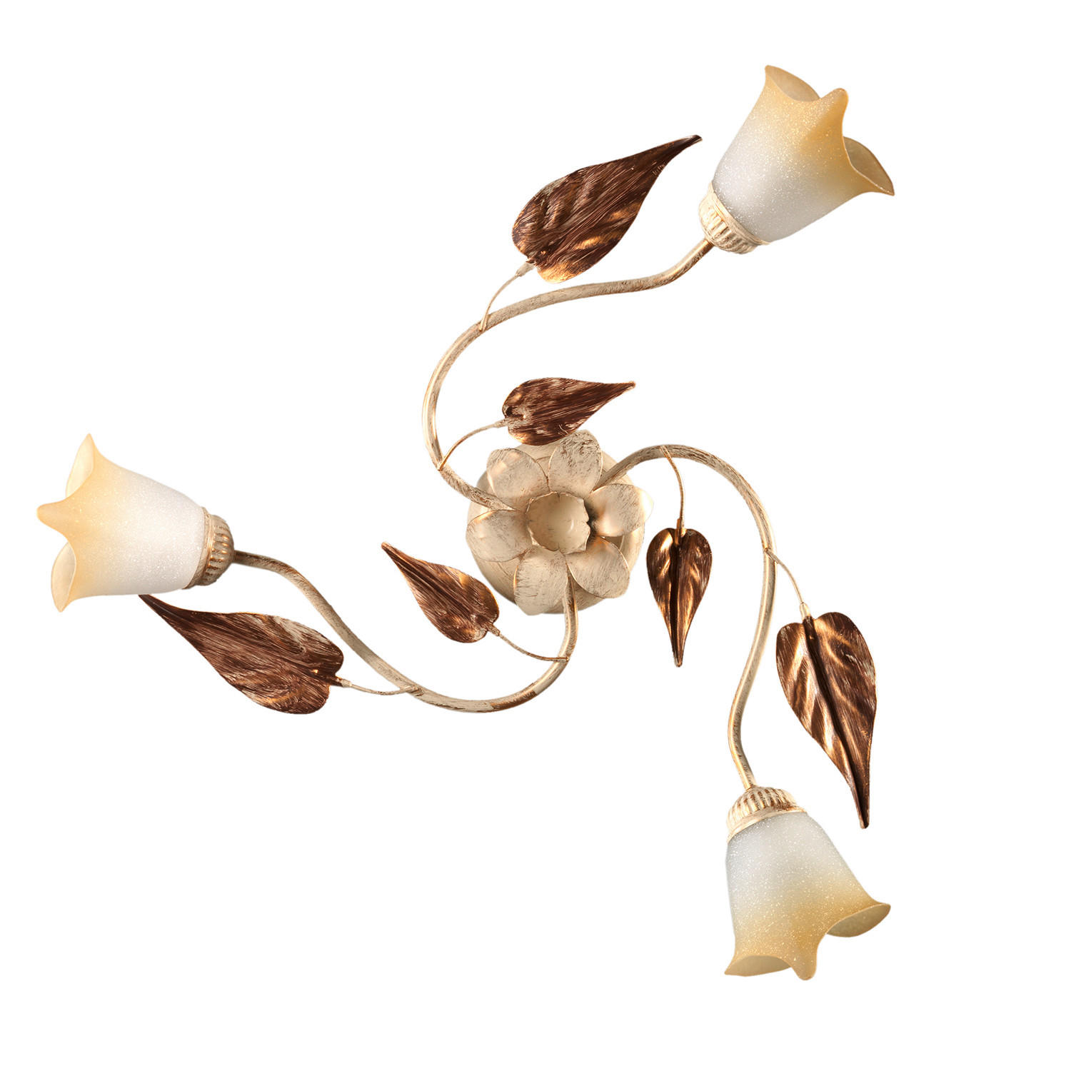 DECKENLEUCHTE 60/60/25 cm   - Beige/Weiß, ROMANTIK / LANDHAUS, Glas/Metall (60/60/25cm)