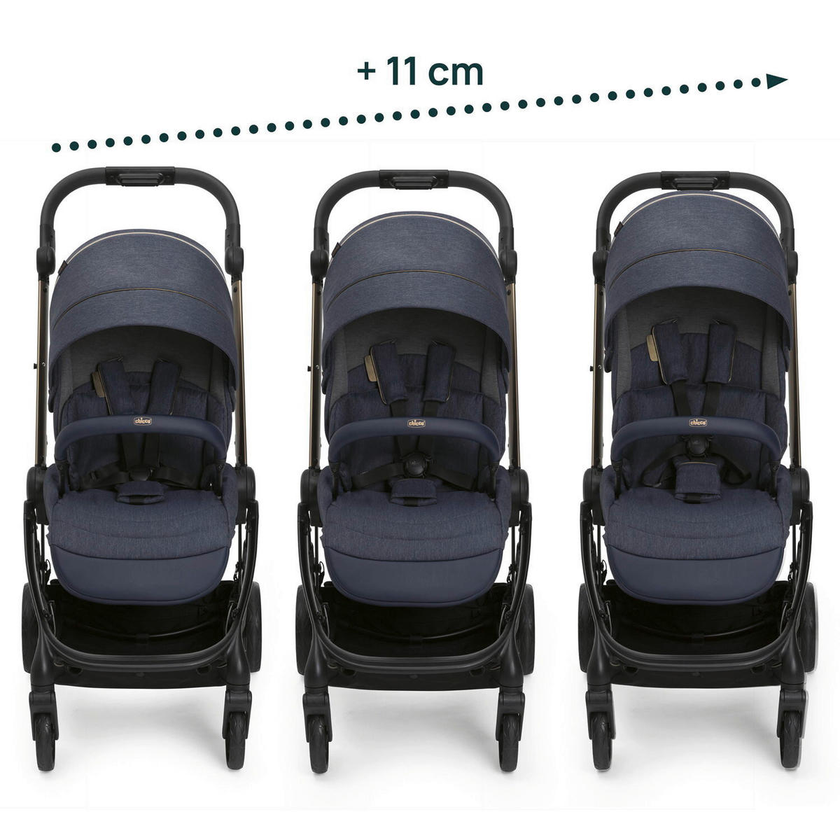 BUGGY One4ever Lounge  - Blau, Basics, Textil/Metall (51/99-109/78cm) - Chicco