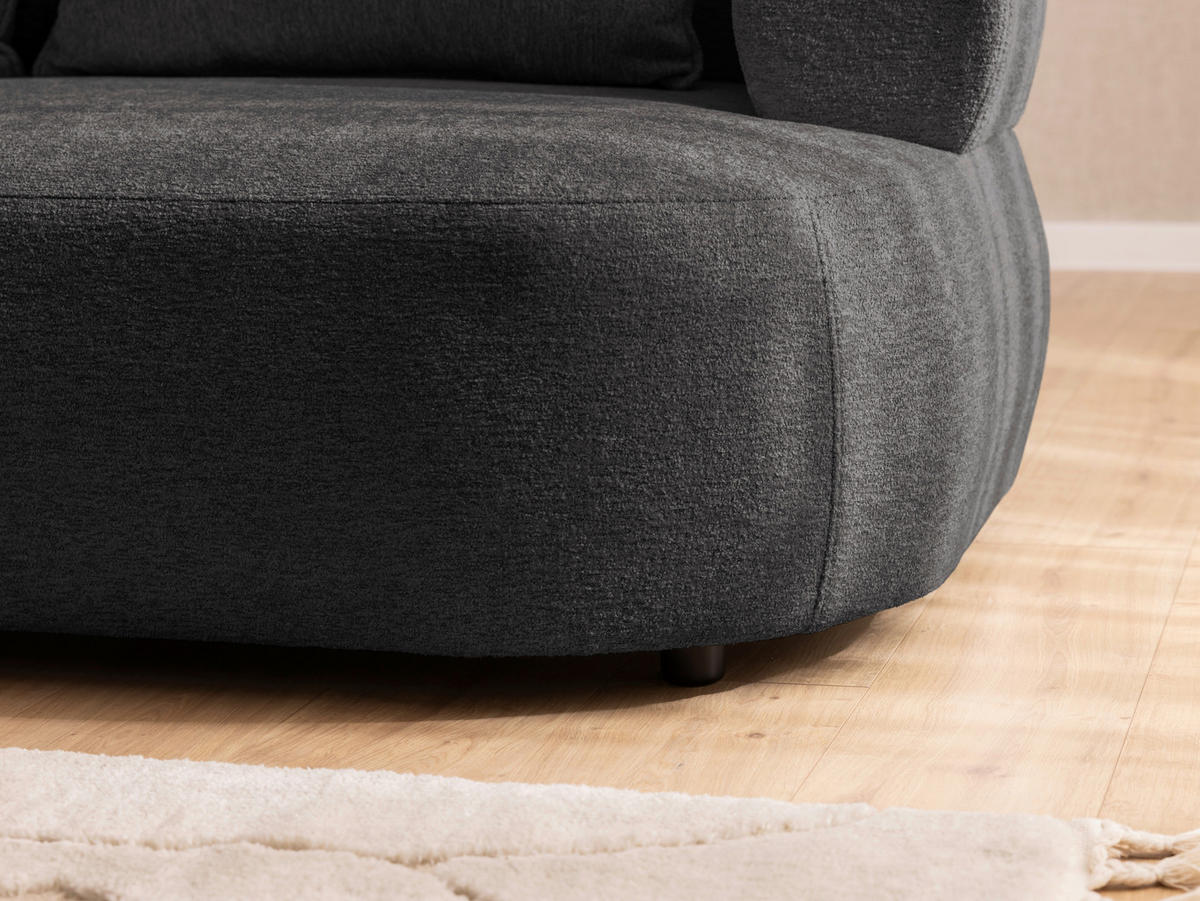BIGSOFA in Chenille Schwarz  - Schwarz, Design, Kunststoff/Textil (240/76/122cm) - Livetastic