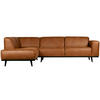 ECKSOFA Statement in Kombination Echtleder/Lederlook Cognac  210/274 cm  - Cognac/Schwarz, Design, Leder/Holz (210/274cm) - Livetastic
