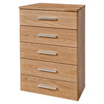 KOMMODE , 60/86/36 cm, 5 Schublade(n)  - Erlefarben/Alufarben, Design, Holz/Metall (60/86/36cm) - Dieter Knoll