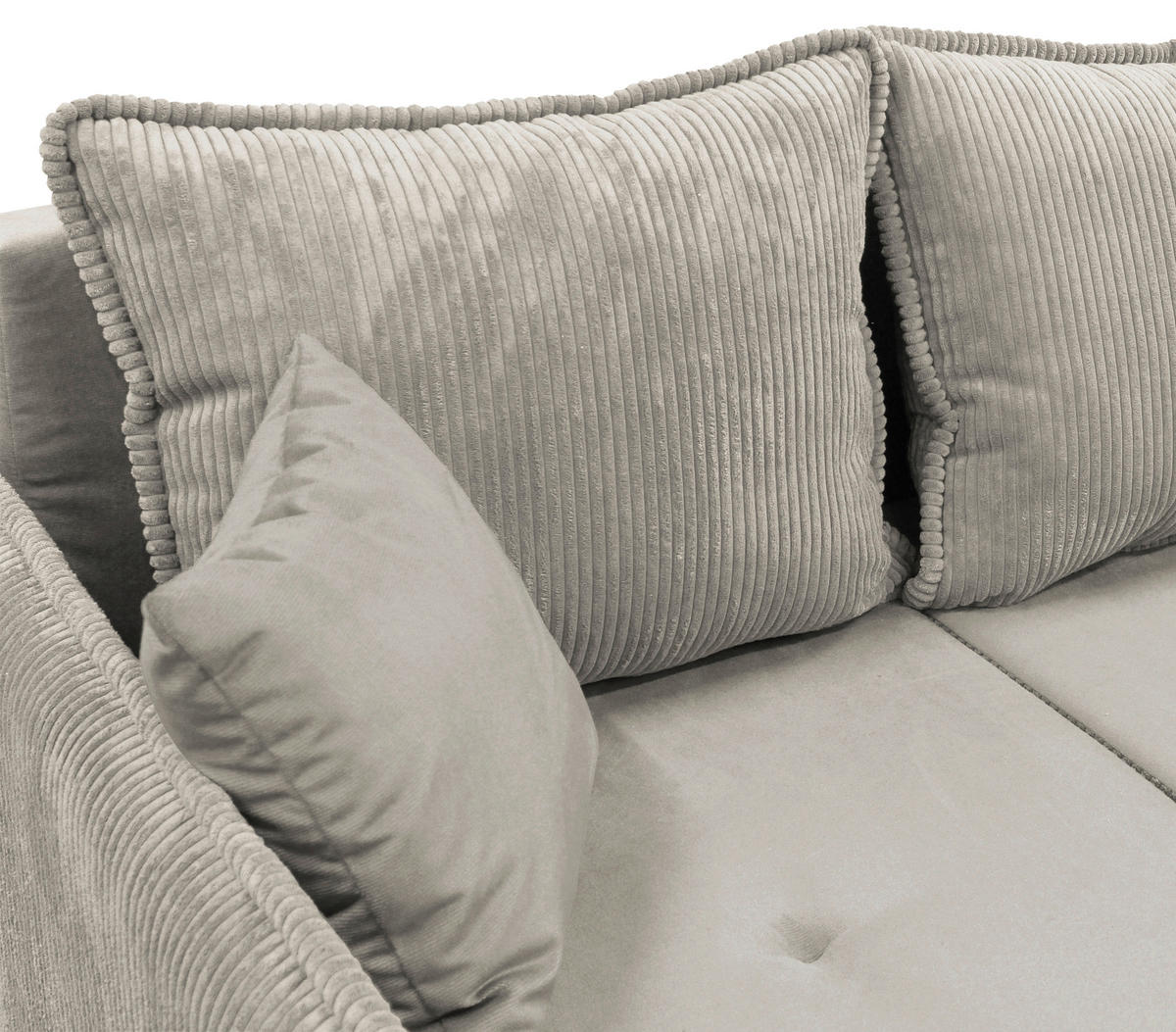 ECKSOFA TEDDY in Cord, Bouclé Grau  142/215 cm  - Naturfarben/Grau, Design, Holz/Textil (142/215cm) - MID.YOU