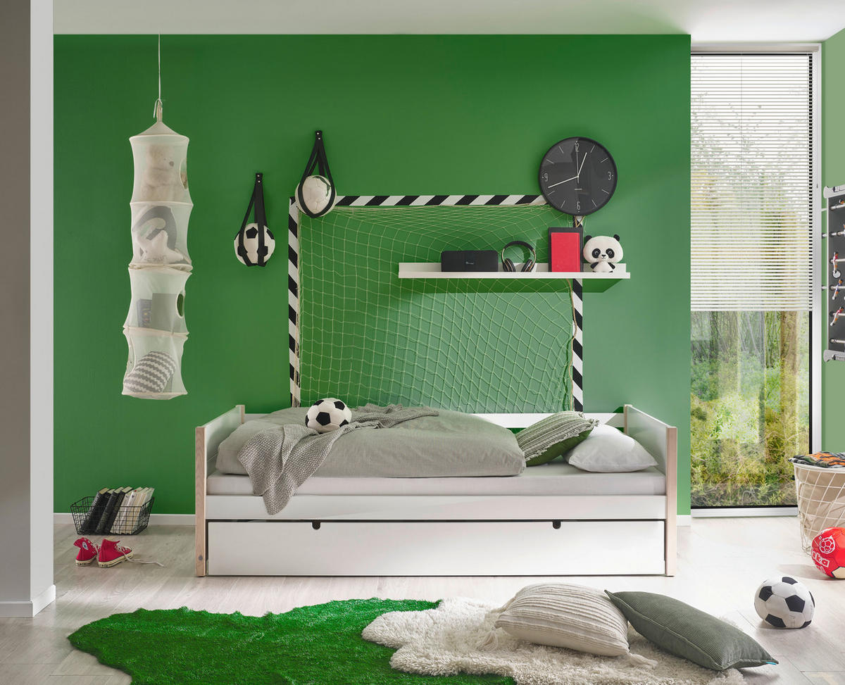 AUSZIEHBETT 90-180/200 cm  in Weiß, Kieferfarben  - Naturfarben/Weiß, KONVENTIONELL, Holz/Holzwerkstoff (90-180/200cm) - Xora