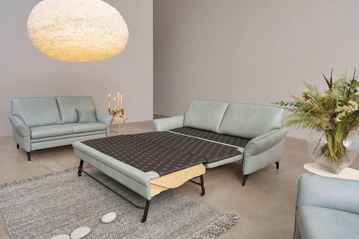 KÉTÜLÉSES KANAPÉ bőr világosszürke  - világosszürke/nemesacélszínű, Design, bőr/fém (150/100/90cm) - Himolla