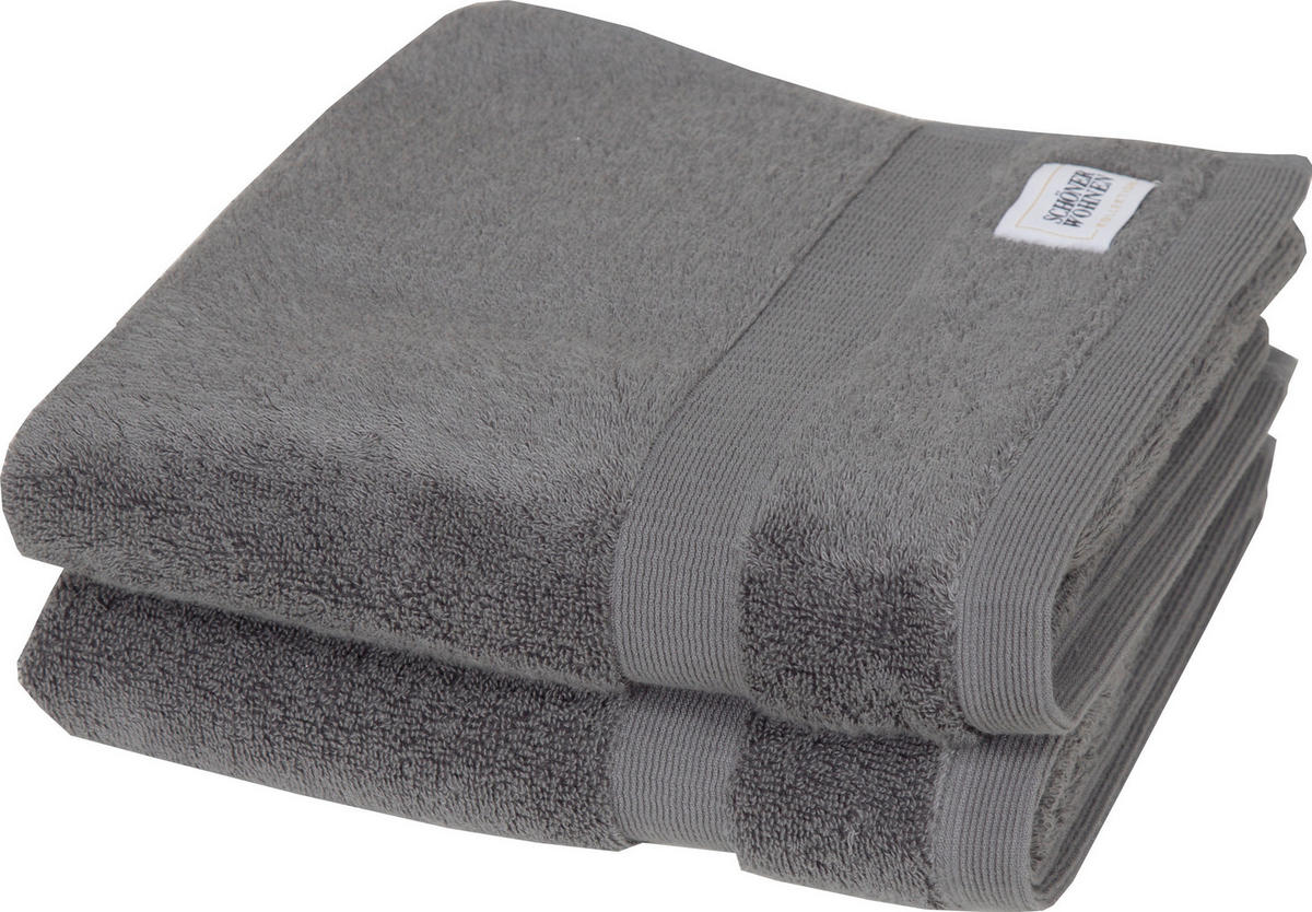 HANDTUCH 50/100 cm SW-Cuddly Anthrazit 2-teilig  - Anthrazit, Basics, Textil (50/100cm) - Schöner Wohnen
