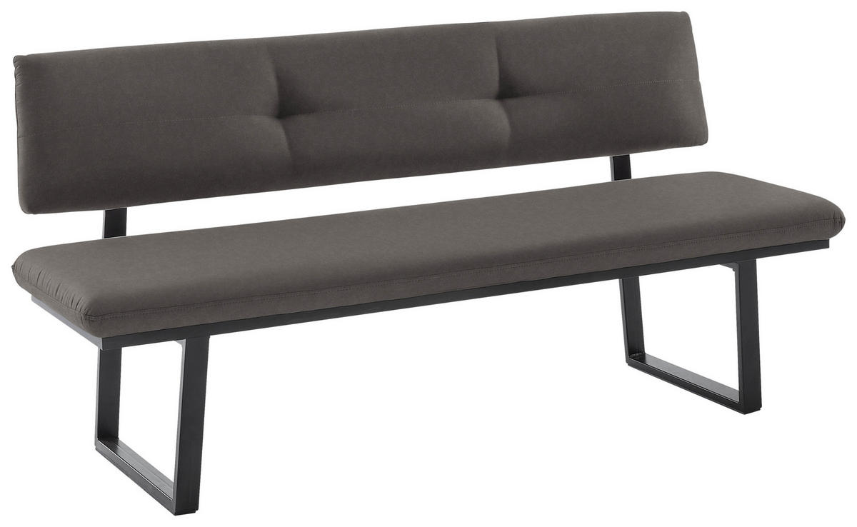 SITZBANK 180/86/60 cm  in Schwarz, Dunkelgrau  - Dunkelgrau/Schwarz, MODERN, Textil/Metall (180/86/60cm) - Cantus