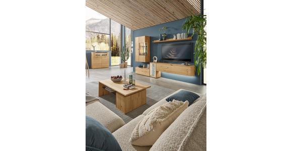 WOHNWAND  in Wildeiche  298,2/206,6/37,1 cm  - Wildeiche/Schwarz, Natur, Glas/Holz (298,2/206,6/37,1cm) - Valnatura