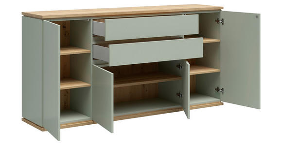 SIDEBOARD  184/93/42 cm 2 Schublade(n)  - Eichefarben/Salbeigrün, Design, Holzwerkstoff (184/93/42cm) - Xora