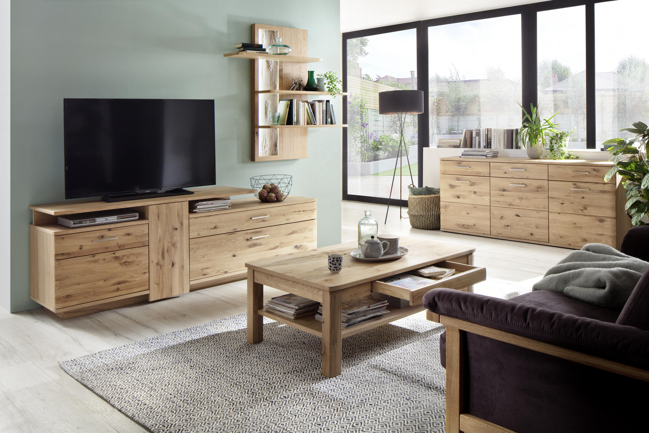 COUCHTISCH in Holz, Holzwerkstoff  - Eichefarben, Design, Holz/Holzwerkstoff (117/42/65cm) - Livetastic