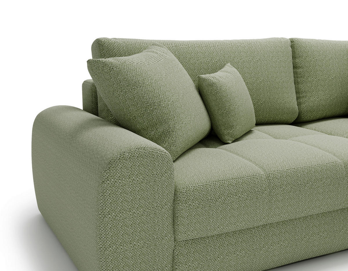 ECKSOFA LORSON Grün Struktur  - Schwarz/Grün, Design, Kunststoff/Textil (290/208cm) - Livetastic