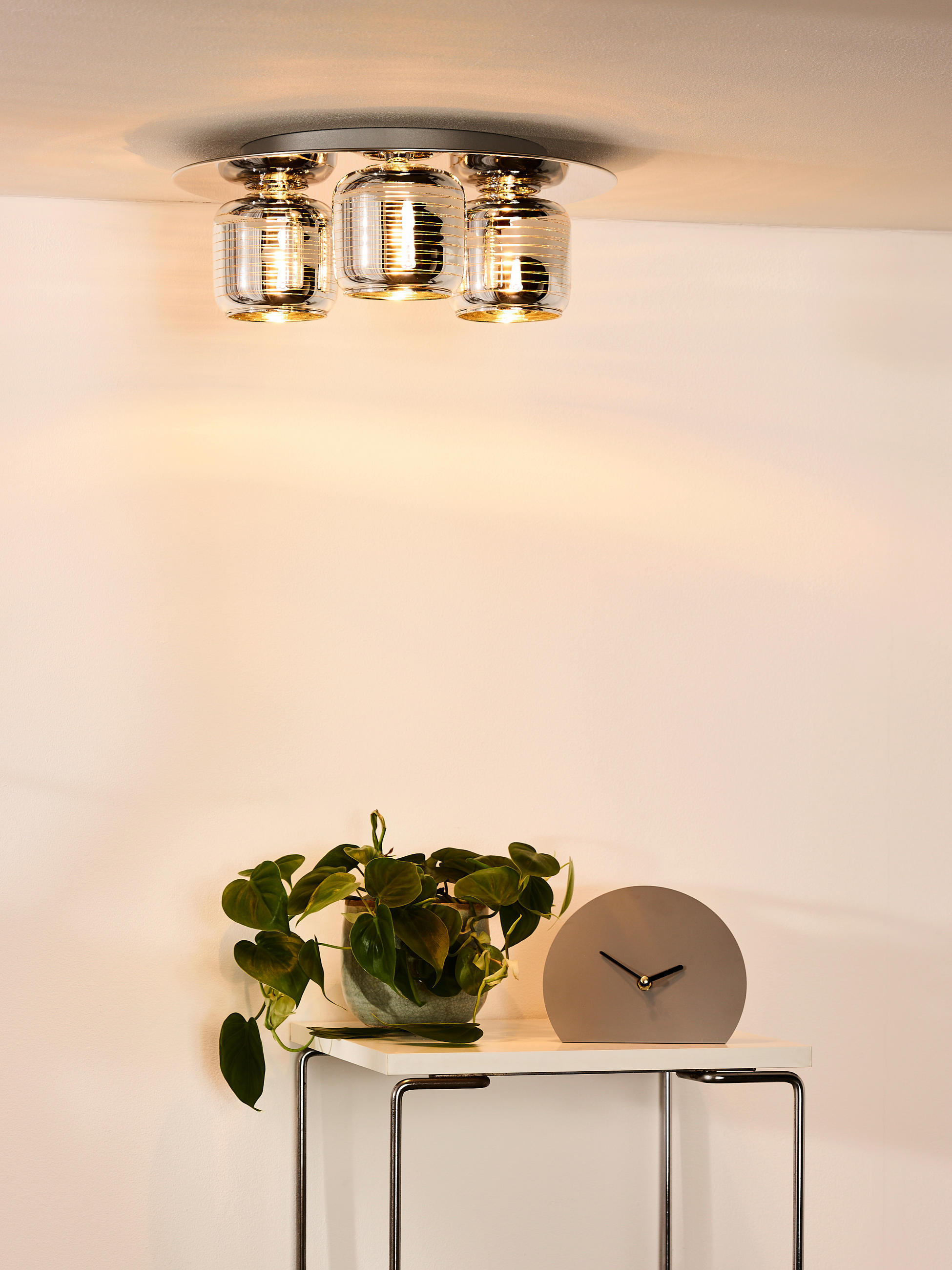 DECKENLEUCHTE Eryn 38/38/13 cm   - Chromfarben, Design, Glas (38/38/13cm) - Lucide