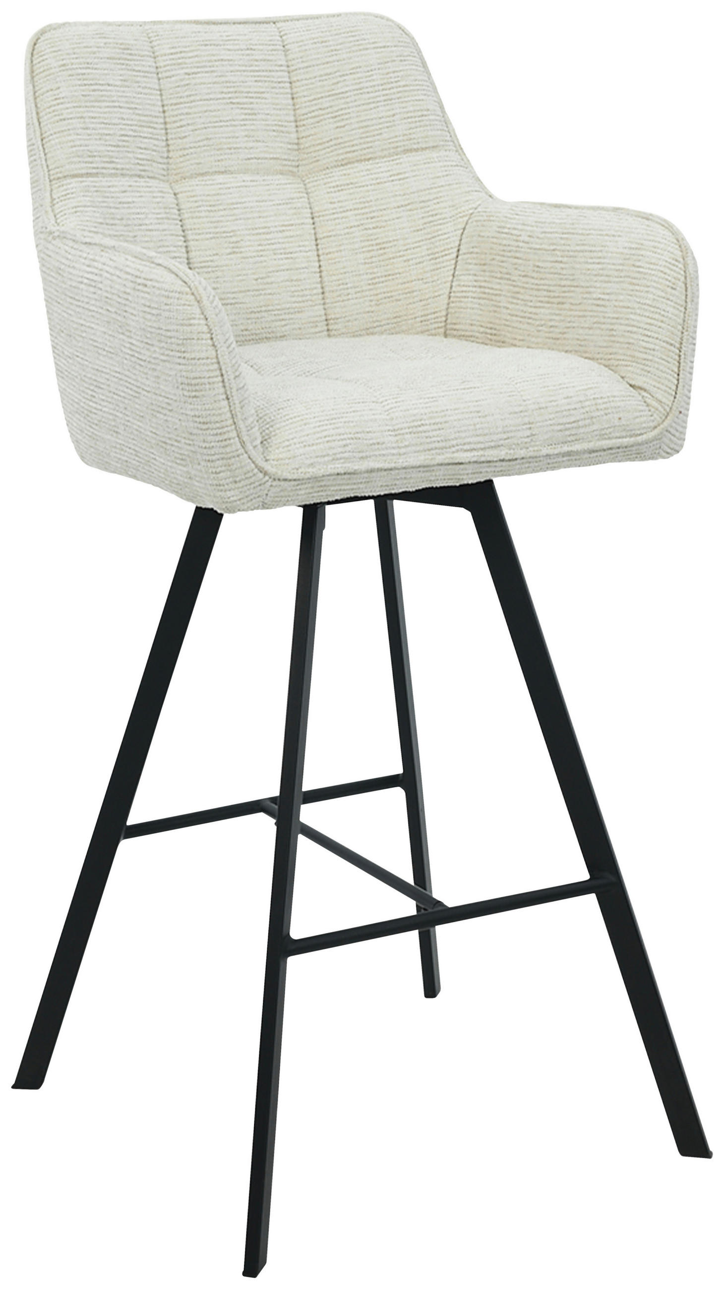 BARHOCKER Struktur Schwarz, Beige Eisen Sitzfläche 180° drehbar, automatische Rückholfunktion  - Beige/Schwarz, Design, Textil/Metall (55/108/58,5cm) - Carryhome