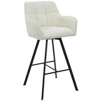 BARHOCKER Struktur Schwarz, Beige Eisen Sitzfläche 180° drehbar, automatische Rückholfunktion  - Beige/Schwarz, Design, Textil/Metall (55/108/58,5cm) - Carryhome