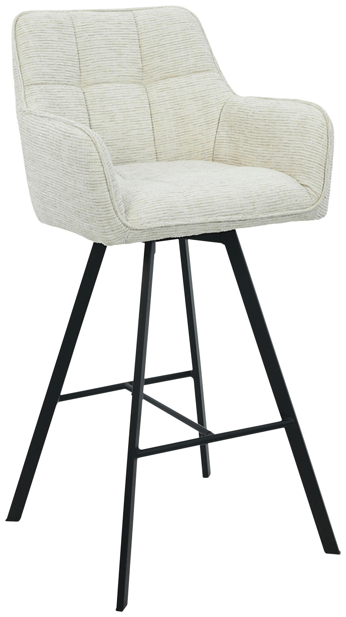 BARHOCKER Struktur Schwarz, Beige Eisen Sitzfläche 180° drehbar, automatische Rückholfunktion  - Beige/Schwarz, Design, Textil/Metall (55/108/58,5cm) - Carryhome