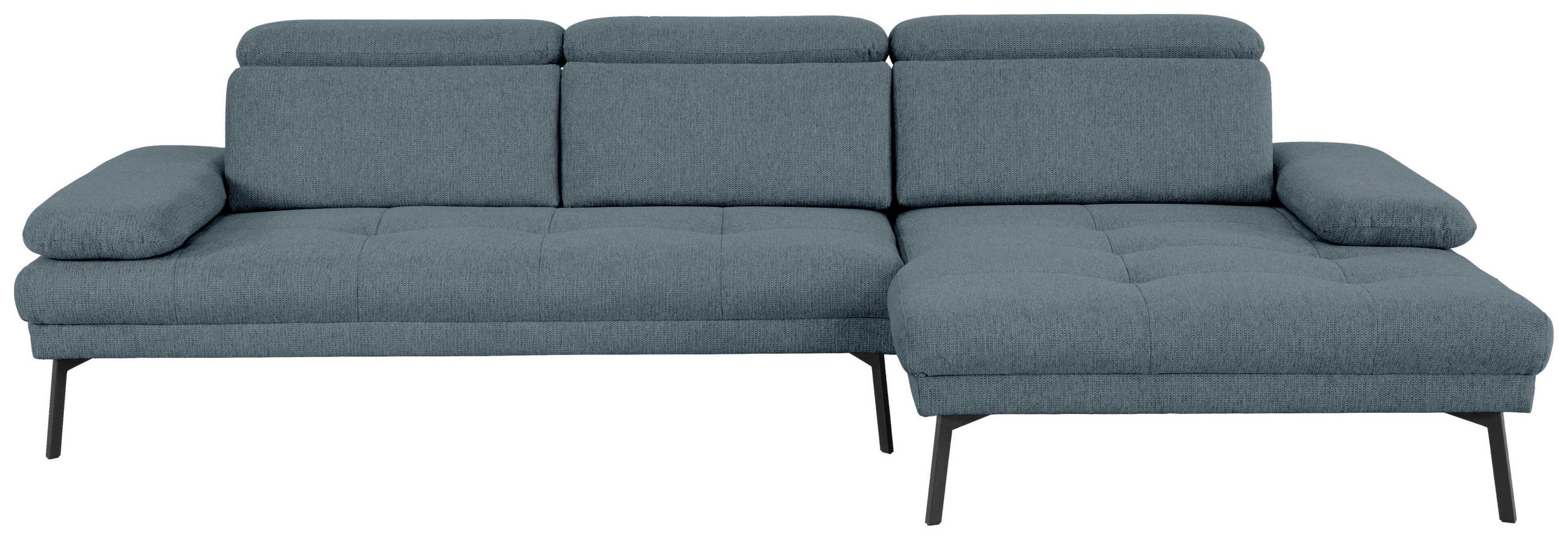 ECKSOFA Ottomane rechts, Eckteil  More_LZ Blau Webstoff  - Blau/Schwarz, Design, Textil/Metall (296/188cm) - Xora