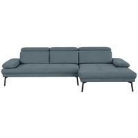 ECKSOFA Ottomane rechts, Eckteil  More_LZ Blau Webstoff  - Blau/Schwarz, Design, Textil/Metall (296/188cm) - Xora
