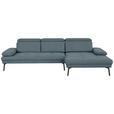 ECKSOFA Ottomane rechts, Eckteil  More_LZ Blau Webstoff  - Blau/Schwarz, Design, Textil/Metall (296/188cm) - Xora